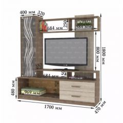 ДАРЬЯ Центральная секция (Дуб Вотан/Белый глянец) гостиная | фото 3
