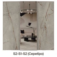 Шкаф-купе 2250 серии SILVER S5+S1+S5 B22+PL2 (по 2 ящика лев/прав+1 штанга+1 полка) профиль «Серебро» | фото 6