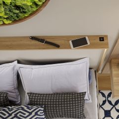 Спальня Серый камень + Кровать (серии «ГЕСТИЯ») Серый камень/Дуб Небраска натуральный | фото 5