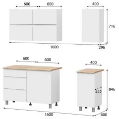 Кухонный гарнитур ТОКИО 1,6м (Серия 3) Белый текстурный/Дуб Сонома | фото 3