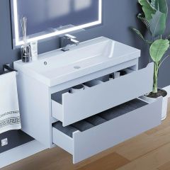 Тумба под раковину Uperwood Tanos 90 см, подвесная, белая матовая | фото 4