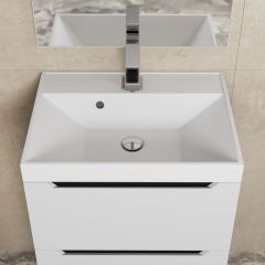 Тумба под раковину Uperwood Tanos 50 см, подвесная, белая/графит | фото 8