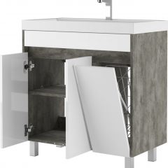 Тумба под умывальник "UNIT 80" Karlo без ящика и корзиной для белья Бетон Домино (DK5311T) | фото 4